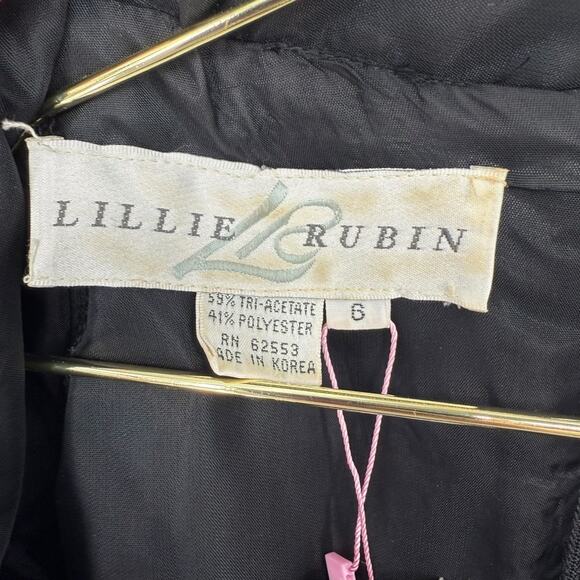 1990s Vintage Lillie Rubin Sequin Embellished LS Cocktail Mini Party Dress Sz 6 - Picture 3 of 3